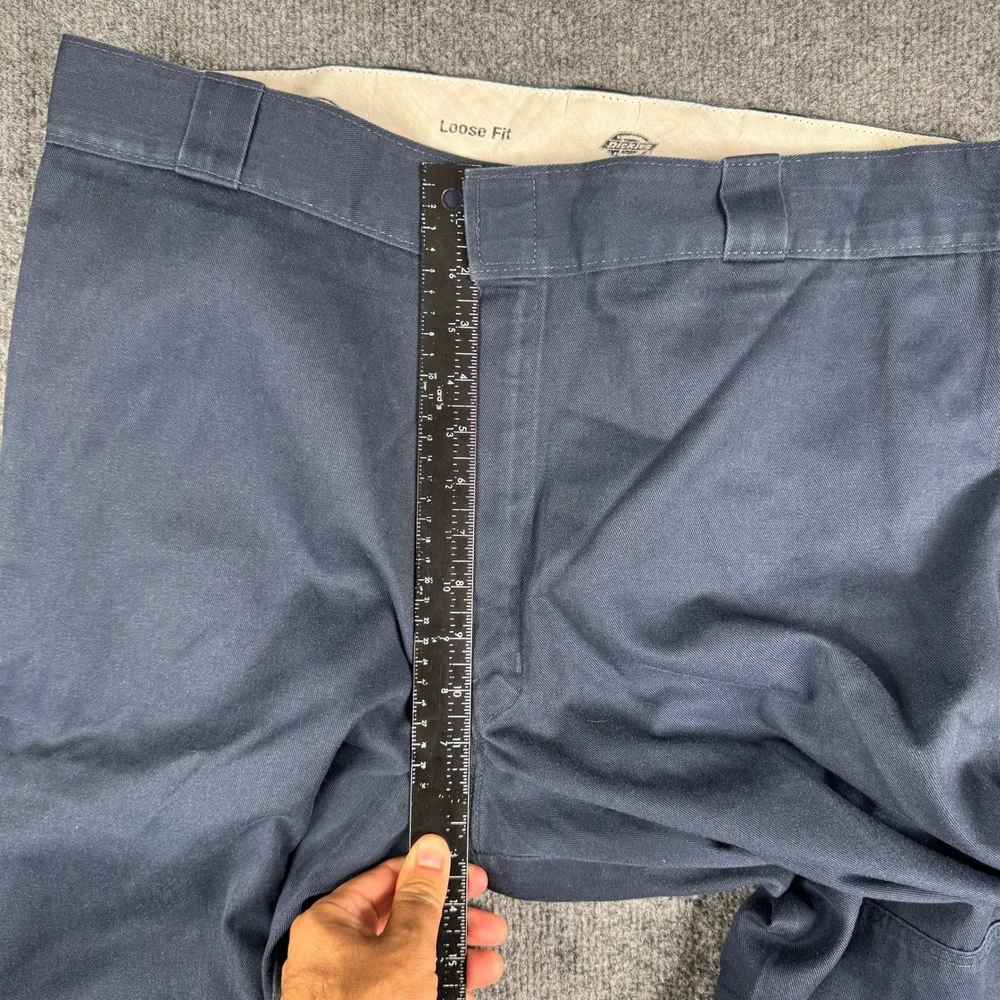 Dickies Pants Mens Size 38x32 Navy Blue Loose Fit Double Knee Workwear Trousers
